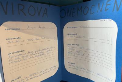 Zdraví a nemoci: 3D tvorba bakteriofágů a ukázka samostatných referátů žáků, 4.C, projektová výuka, vedla J. Hubová