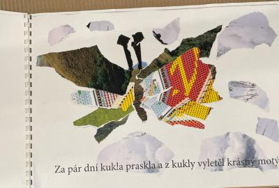 Projekt Kniha jinak - kniha s nápadem, obraz a text, koláž, kresba, vedla M. Neubertová