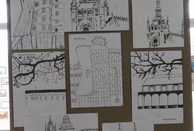 8.A a 9.ročník Vv, "Praha", studijní kresba tuší