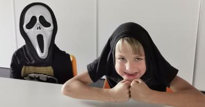 We are playing Halloween word games
