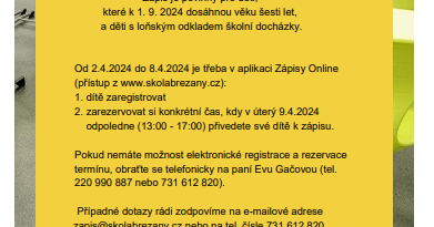 Registrace k zápisu