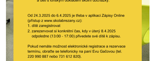 Informace k zápisu do 1. třídy 2025/2026