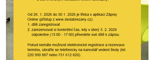 Registrace k zápisu